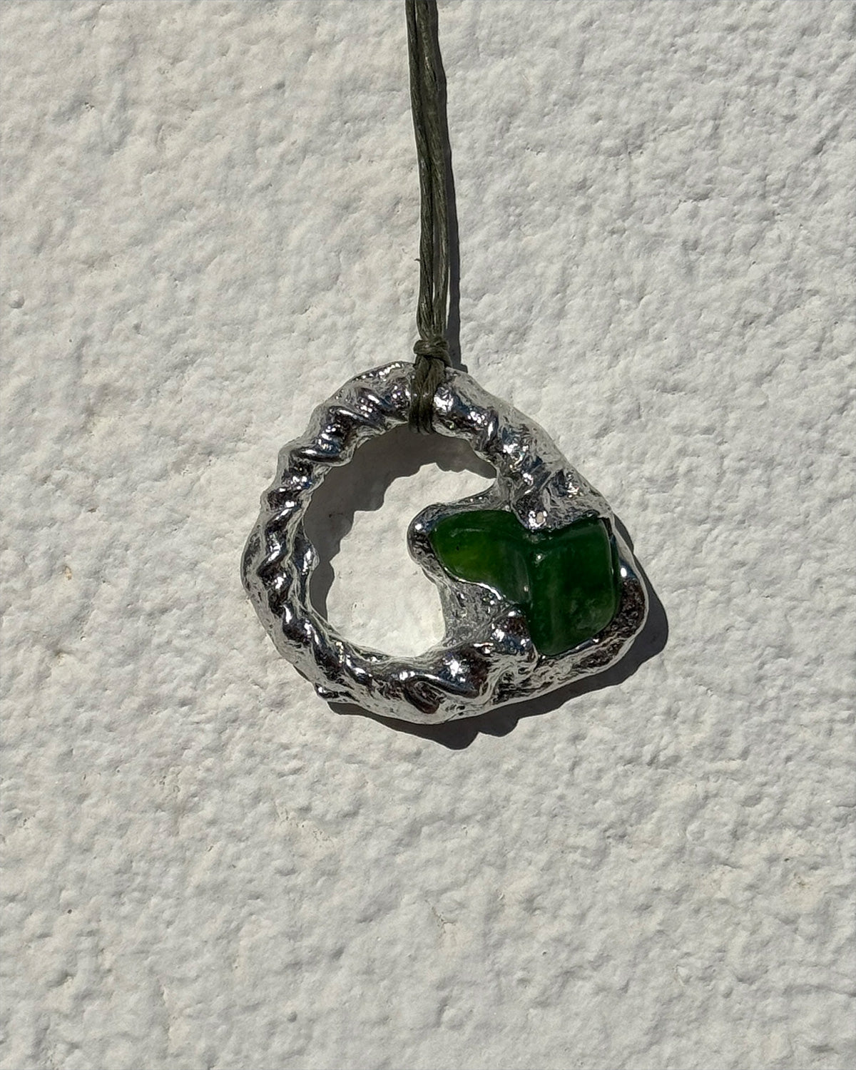 Mini Fossil Necklace w/ Green Stone