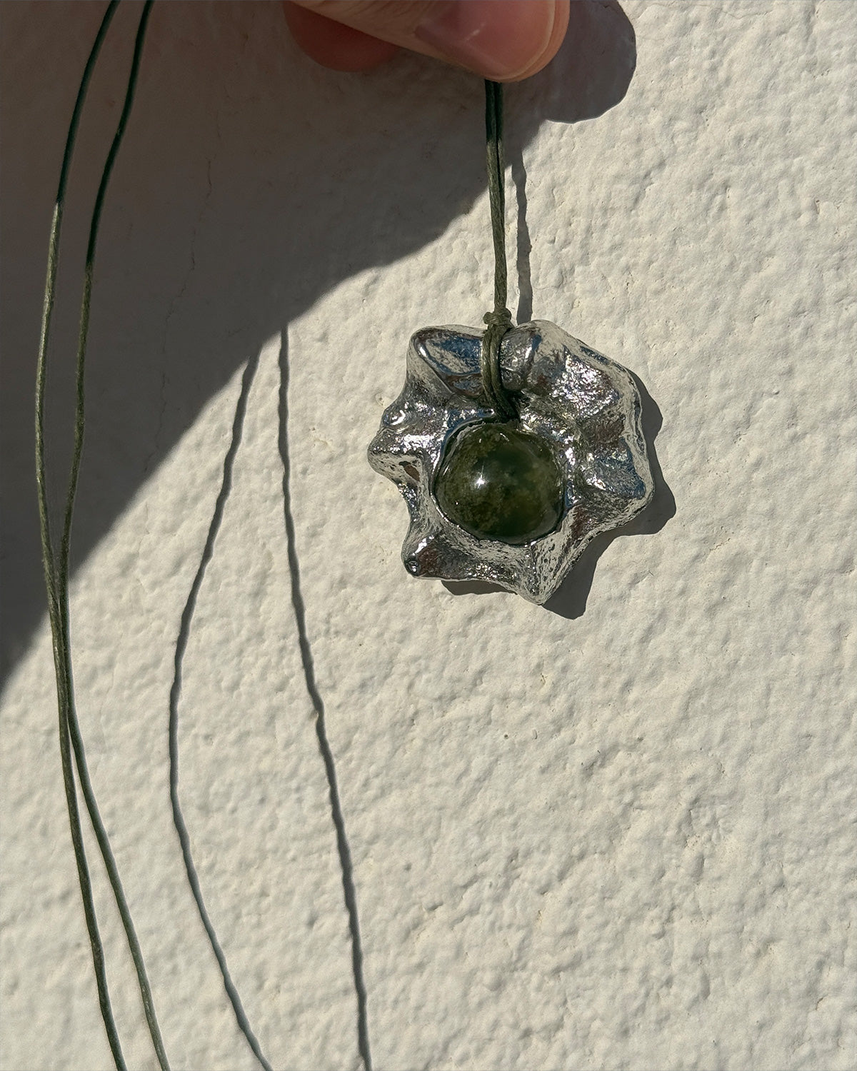 Mini Fossil Necklace w/ Green Stone