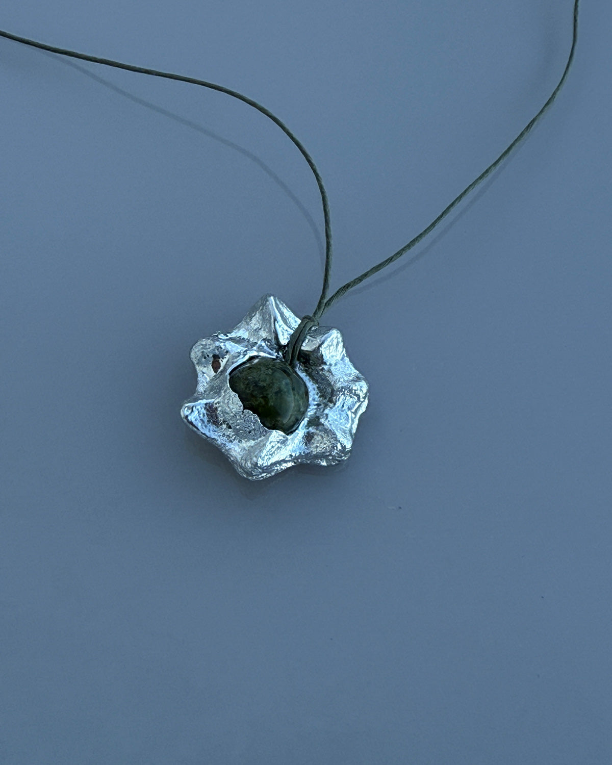 Mini Fossil Necklace w/ Green Stone