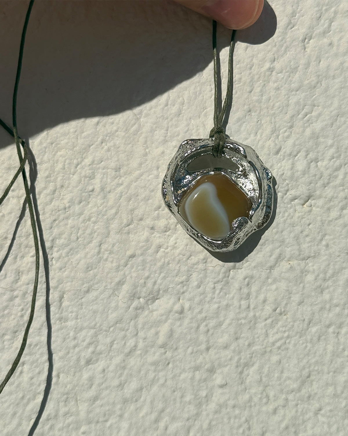 Mini Fossil Necklace w/ Yellow Stone