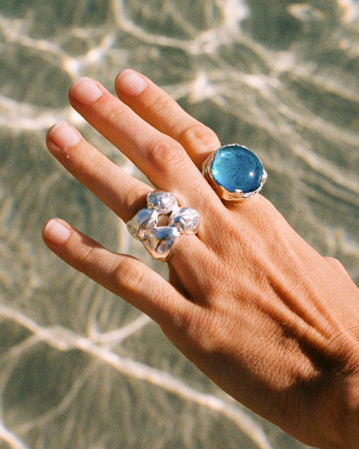Atolón Aqua Glass Ring